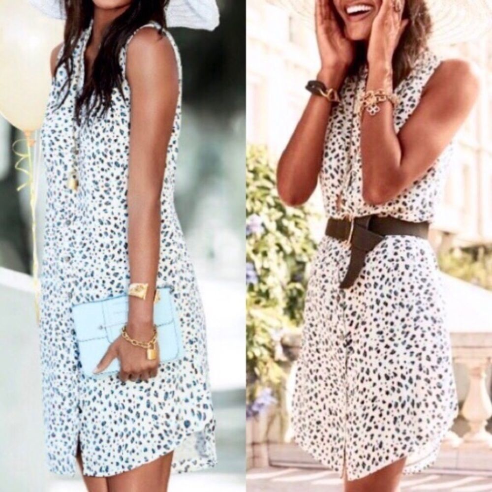 CAbi Camilla Shirtdress Animal Print Sleeveless